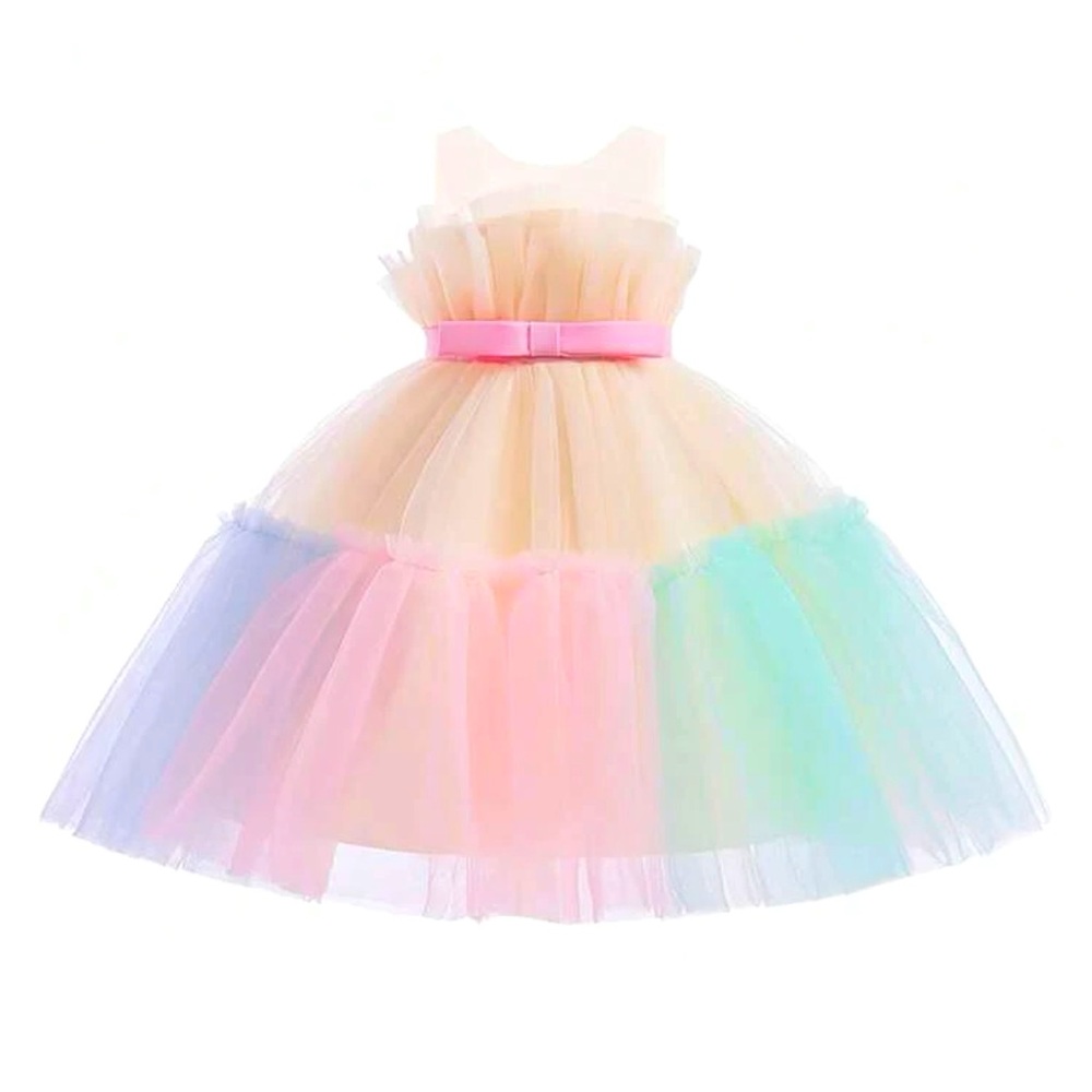 Toddler Girl's Dress Princess Ball Gown, Puffy Mesh, Sleeveless, With Big Bow
